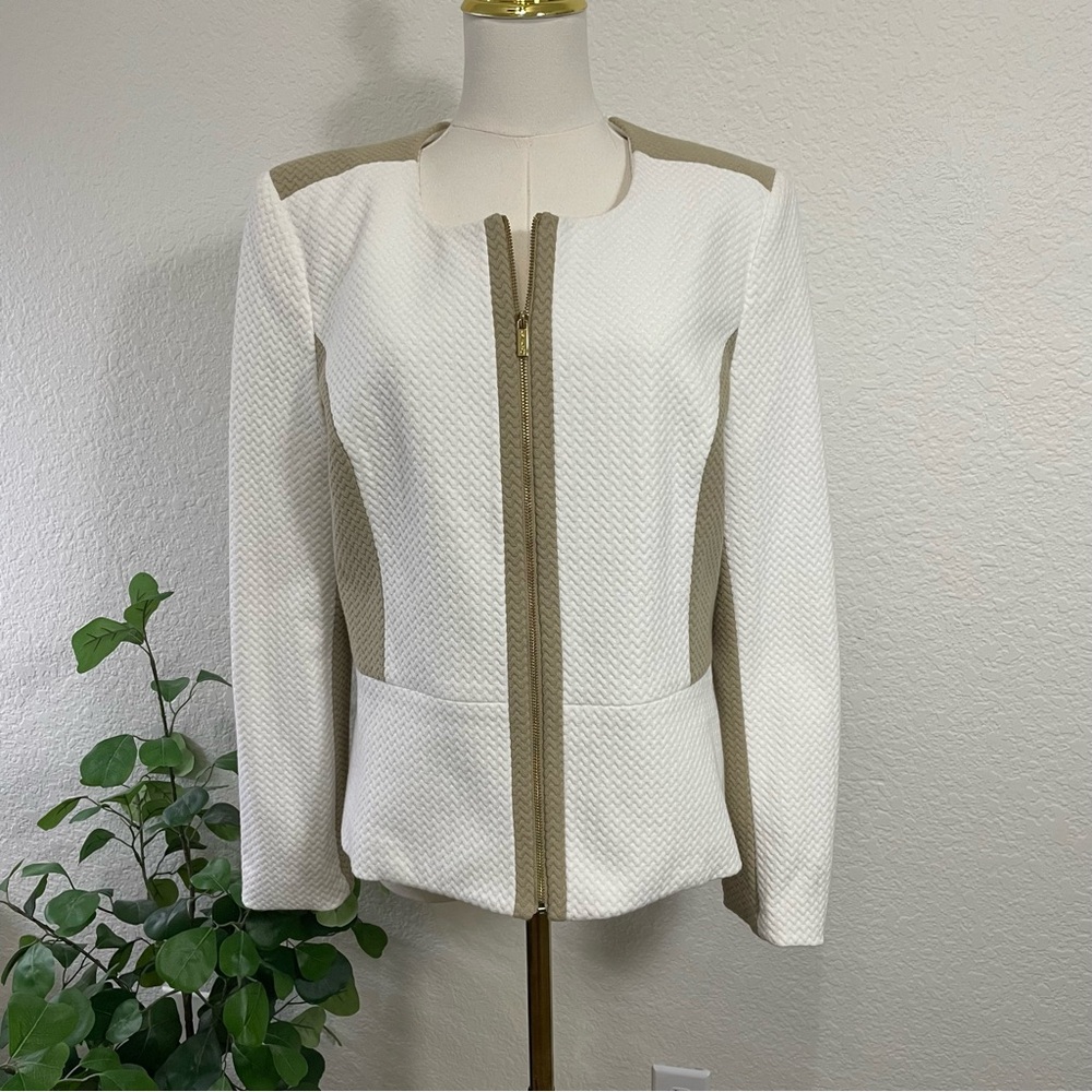 Elegant Calvin Klein Textured Zip Front Jacket